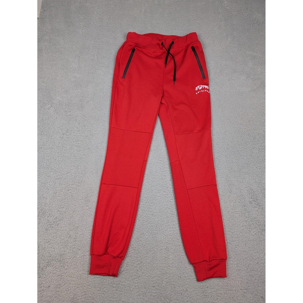 Riflessi Pants Mens‎ Small Red Joggers Sweatpants Stuffing Backends Zip Pockets
